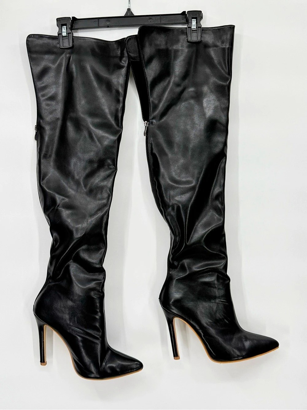 Black Over the Knee Stiletto Boots Size EU 40 US 9–9.5 Y2K